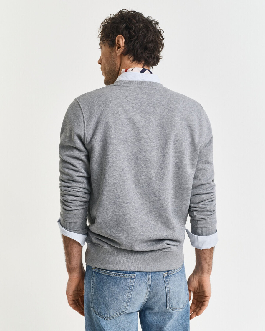 sudadera de cuello redondo shield - gris jaspeado