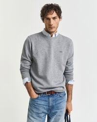 sudadera de cuello redondo shield - gris jaspeado