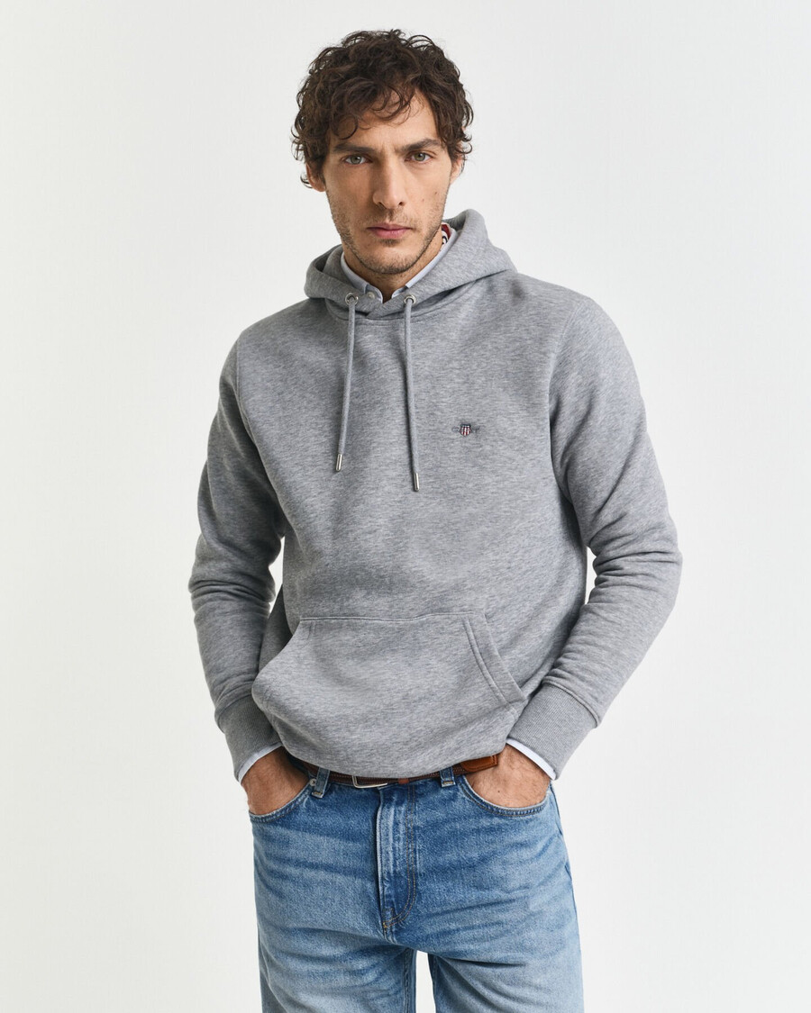 sudadera con capucha shield - gris jaspeado