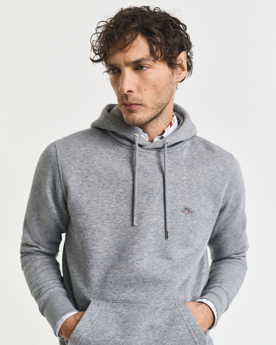 sudadera con capucha shield - gris jaspeado