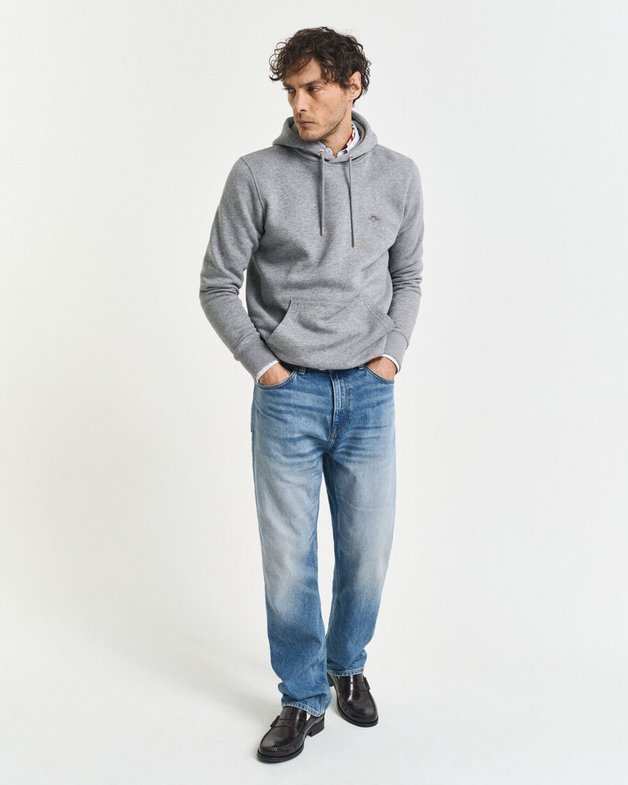 sudadera con capucha shield - gris jaspeado