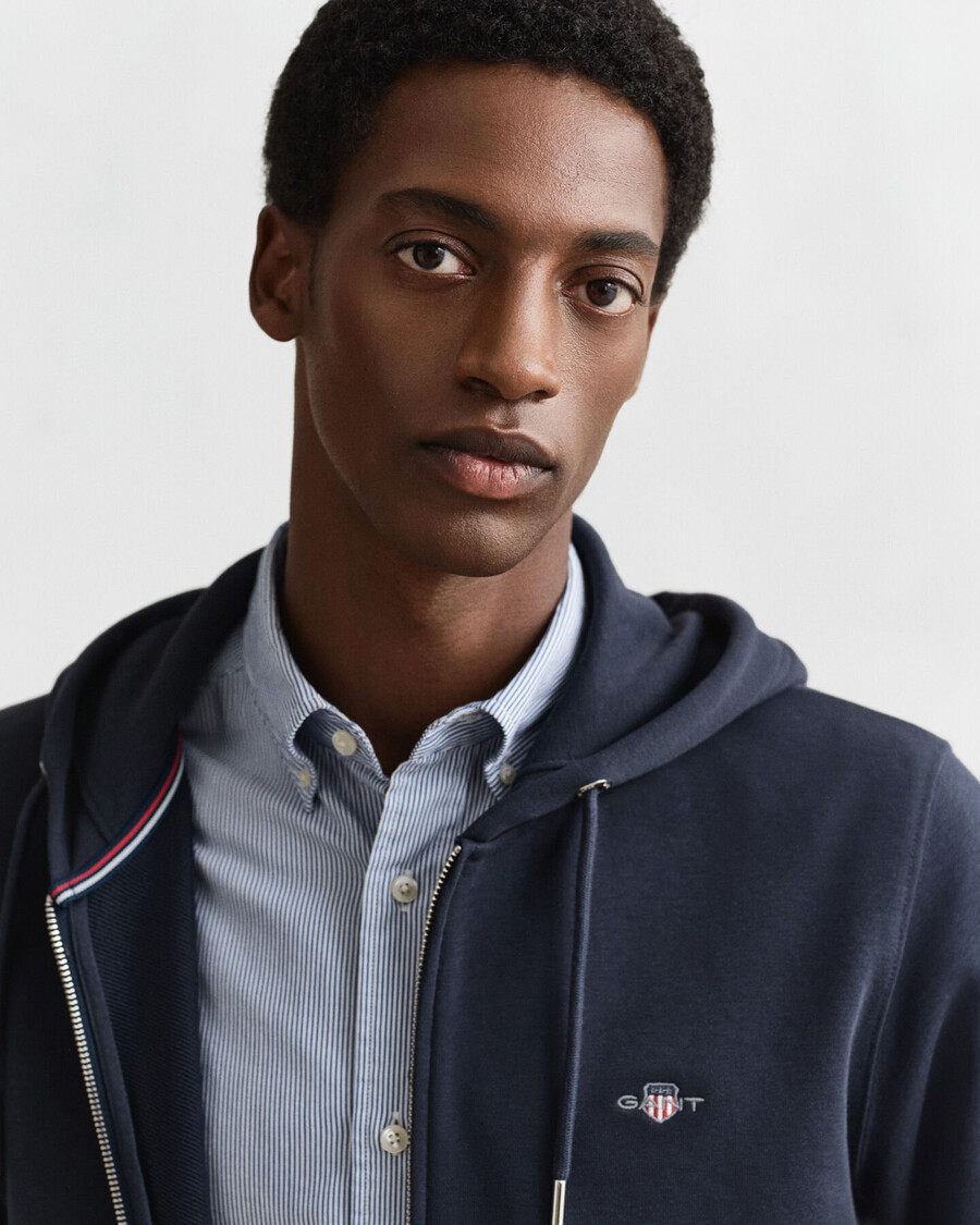 sudadera con capucha y cremallera shield - azul noche