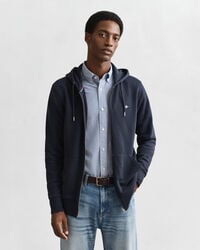sudadera con capucha y cremallera shield - azul noche