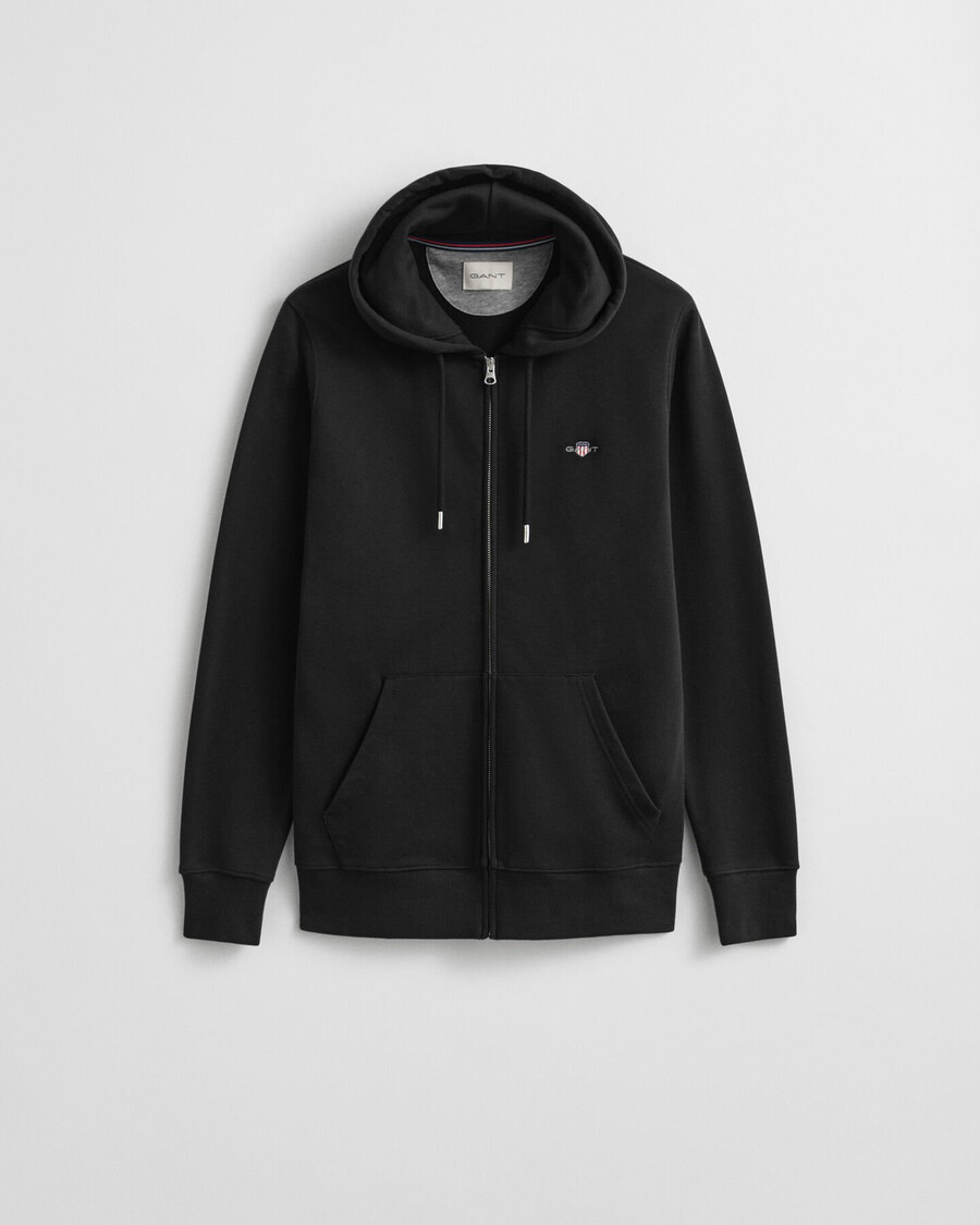sudadera con capucha y cremallera shield - negra