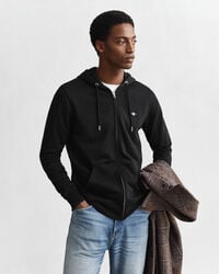 sudadera con capucha y cremallera shield - negra