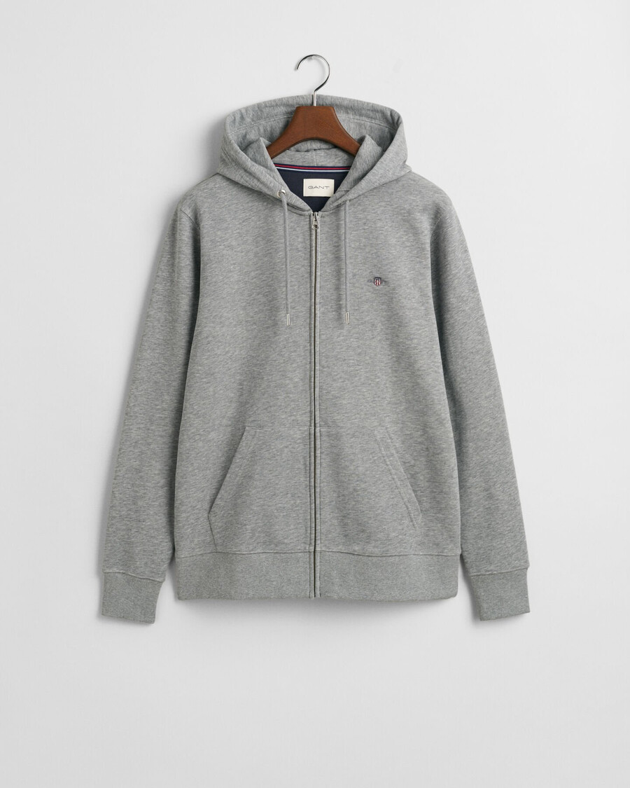 sudadera con capucha y cremallera shield - gris jaspeado