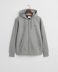 sudadera con capucha y cremallera shield - gris jaspeado