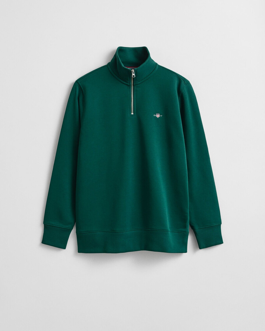 sudadera con media cremallera shield - verde bosque intenso