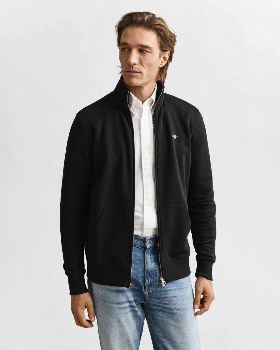 sudadera con cremallera shield - negra