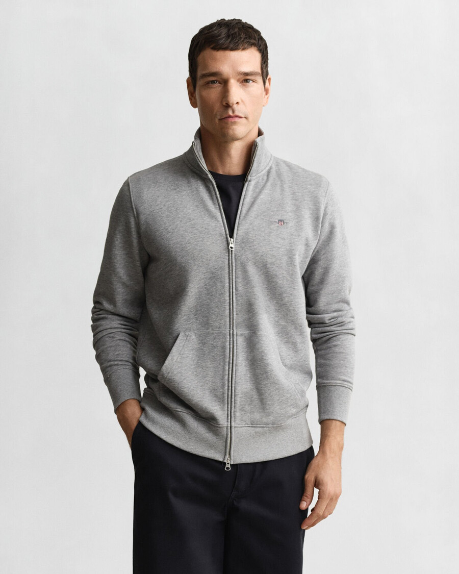 sudadera con cremallera shield - gris jaspeado