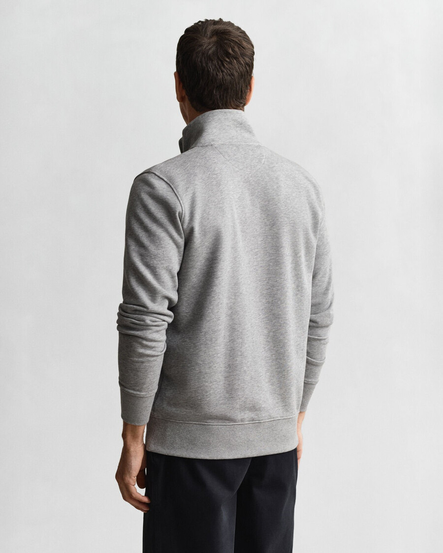 sudadera con cremallera shield - gris jaspeado