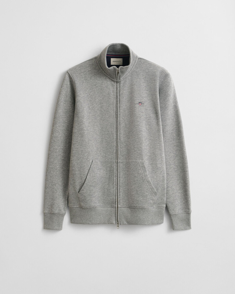 sudadera con cremallera shield - gris jaspeado