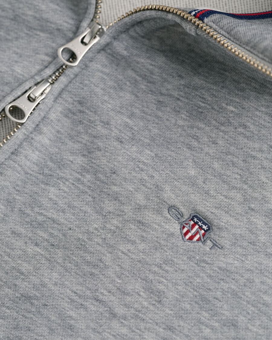 sudadera con cremallera shield - gris jaspeado