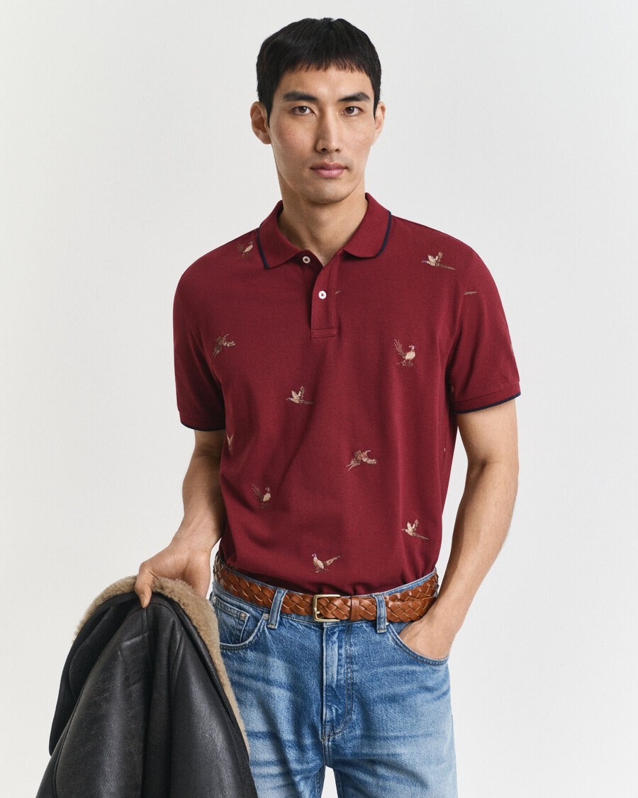 polo bordado - plumped red