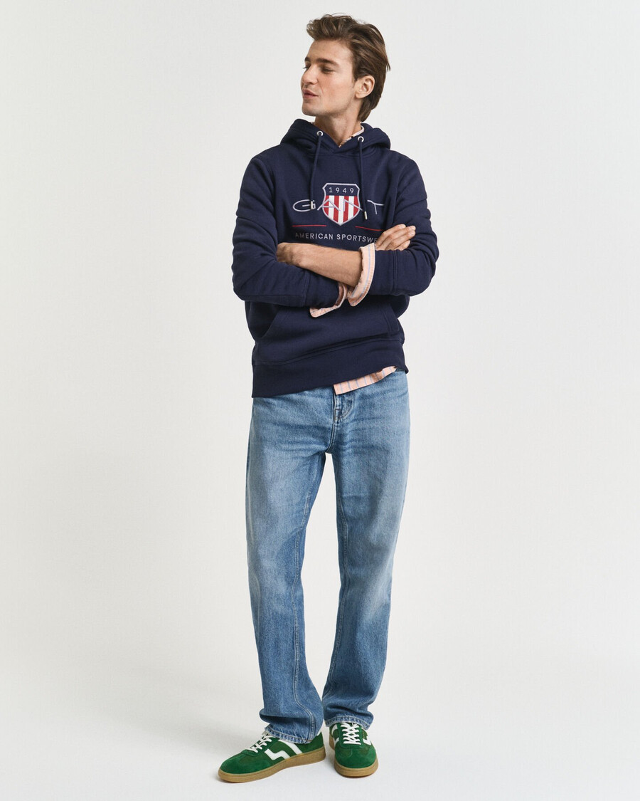 sudadera con capucha archive shield - azul noche
