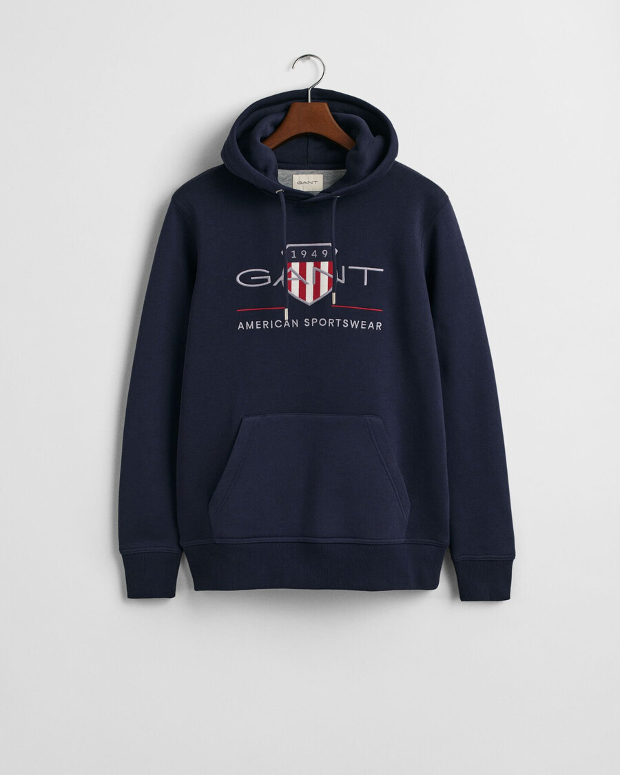sudadera con capucha archive shield - azul noche