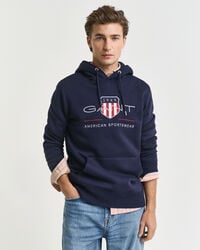 sudadera con capucha archive shield - azul noche