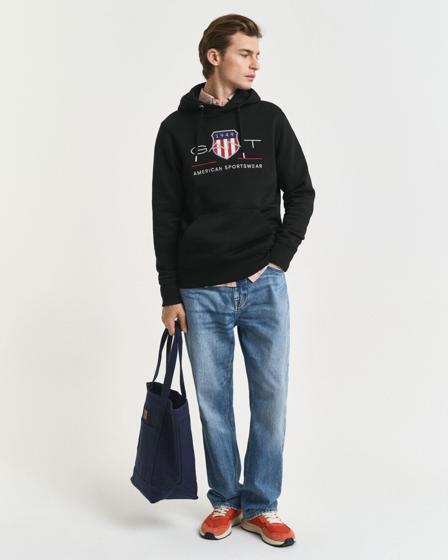 sudadera con capucha archive shield - negra