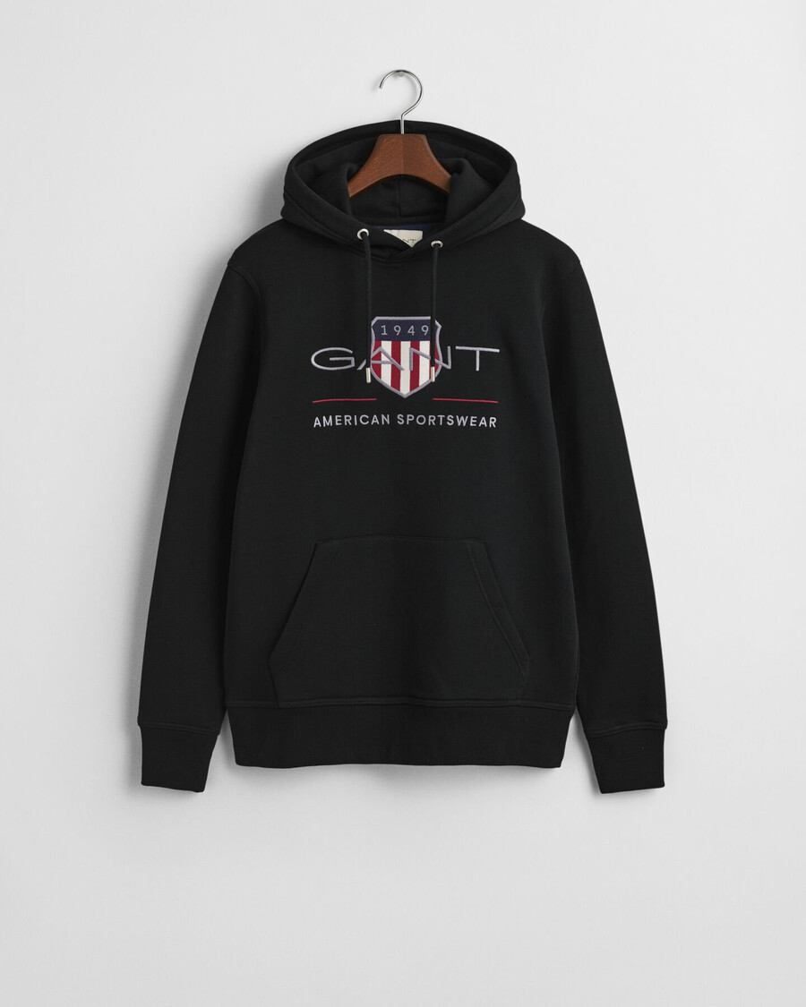 sudadera con capucha archive shield - negra