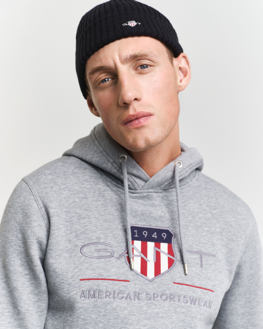 sudadera con capucha archive shield - gris jaspeado