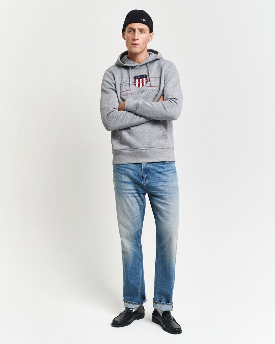 sudadera con capucha archive shield - gris jaspeado