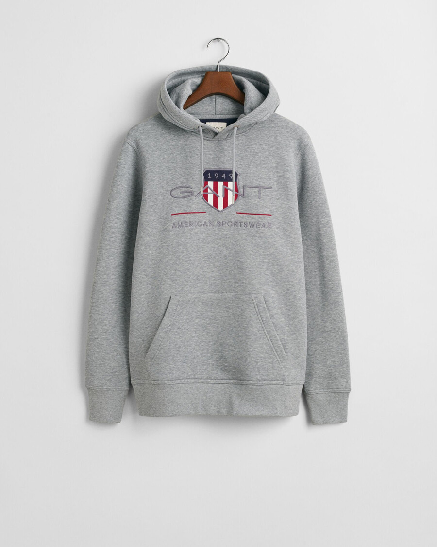 sudadera con capucha archive shield - gris jaspeado