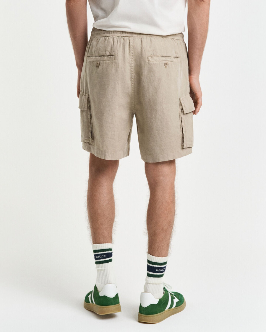 pantalones cortos cargo de lino de corte regular - beige hormigón