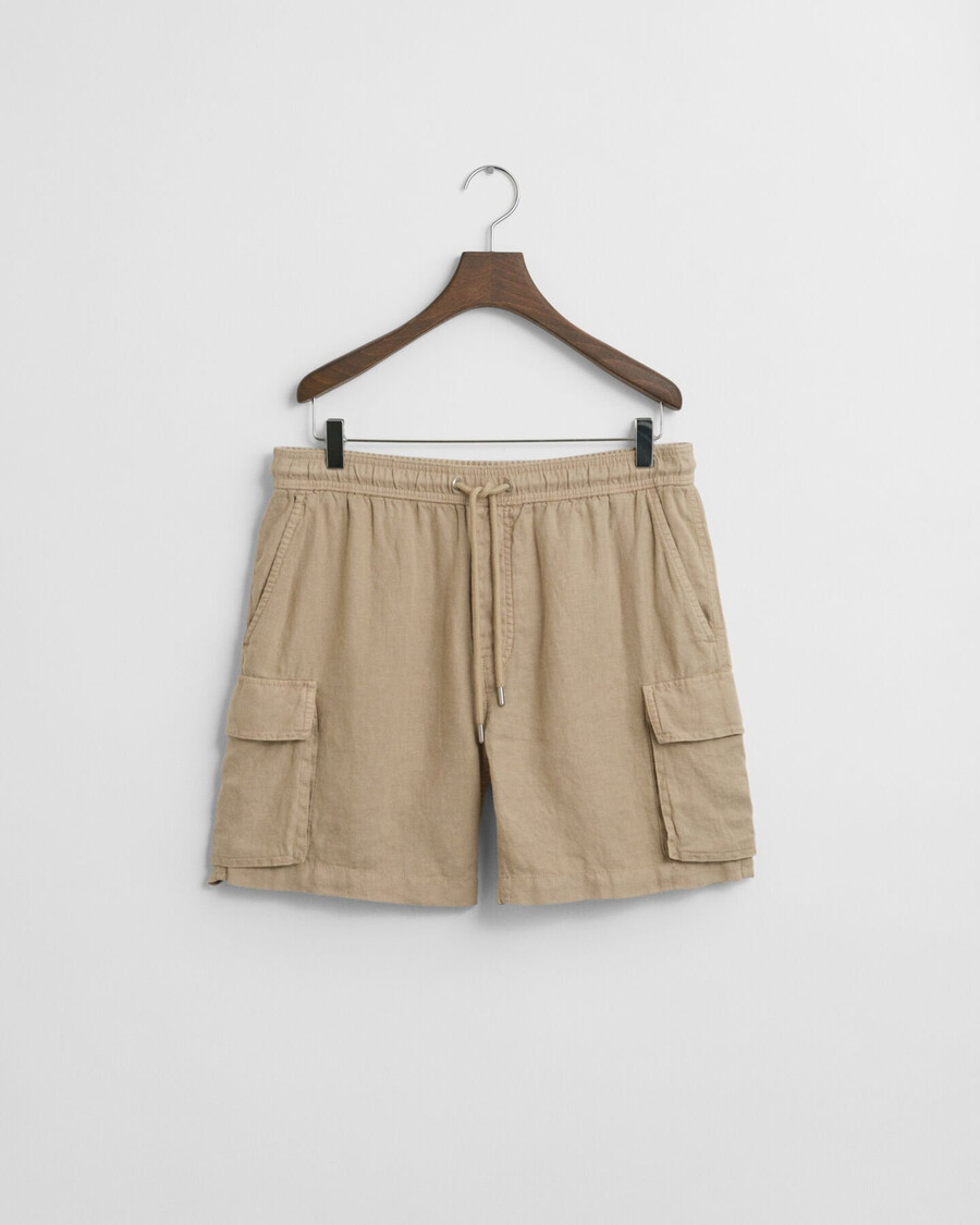 pantalones cortos cargo de lino de corte regular - beige hormigón