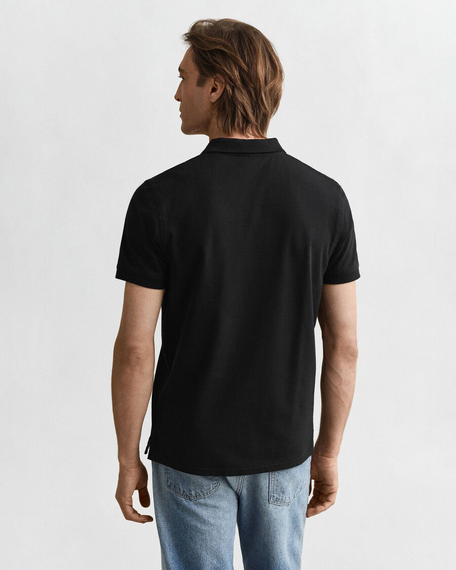 polo de piqué en contraste - negro