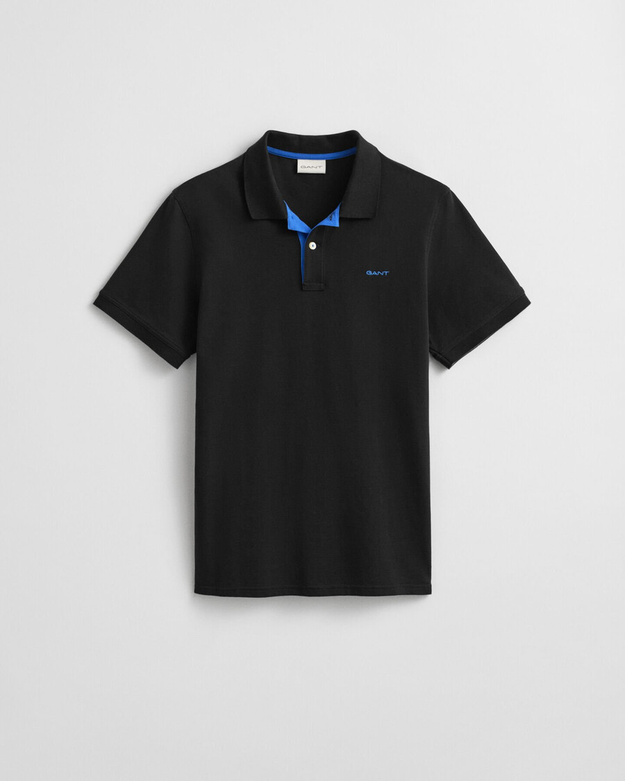 polo de piqué en contraste - negro