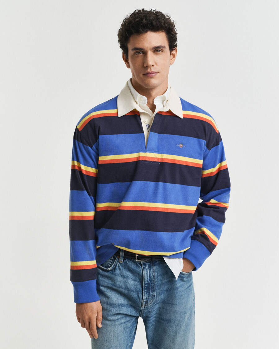 rugger pesado de rayas múltiples - azul intenso