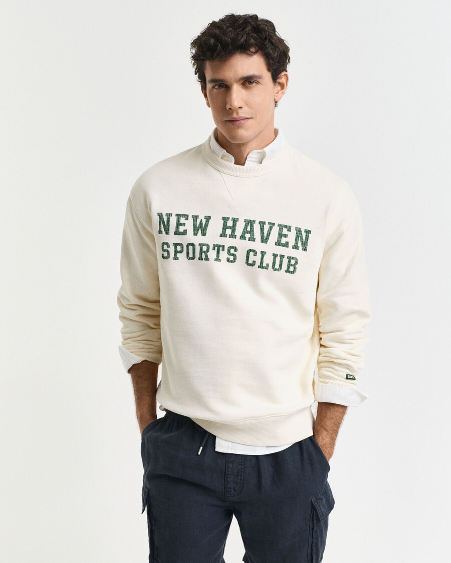 sudadera con cuello redondo y estampado gráfico - crema