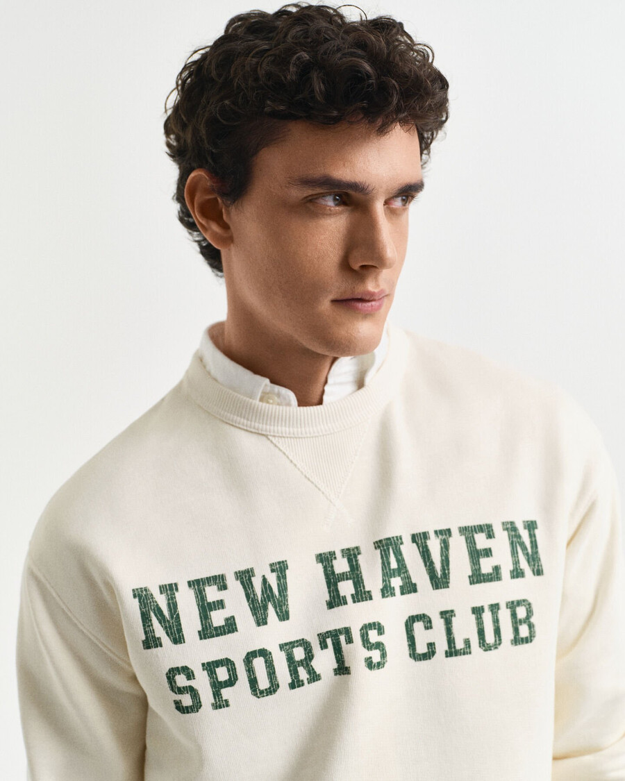 sudadera con cuello redondo y estampado gráfico - crema