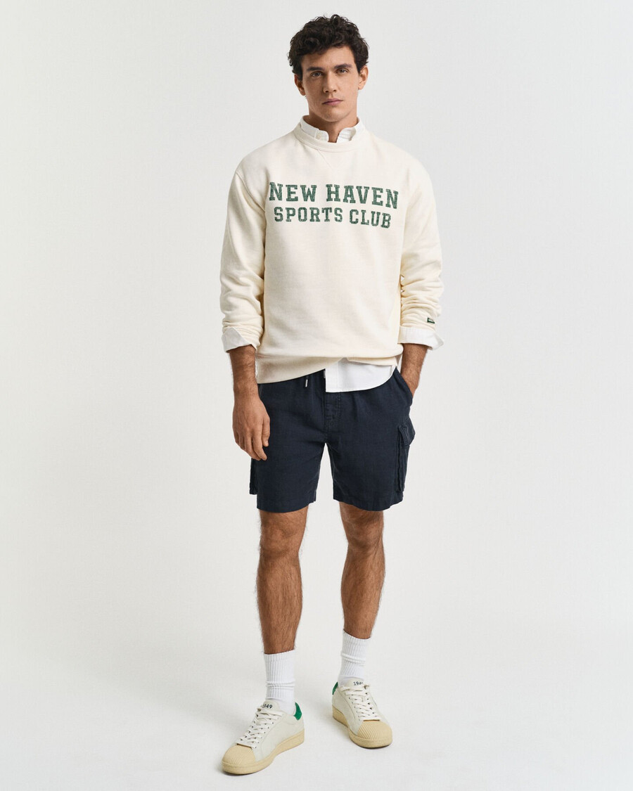 sudadera con cuello redondo y estampado gráfico - crema