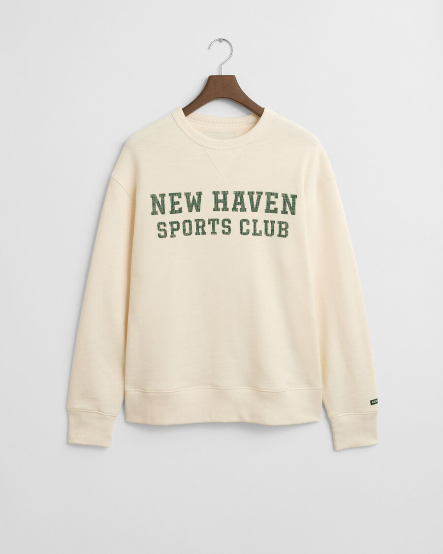 sudadera con cuello redondo y estampado gráfico - crema