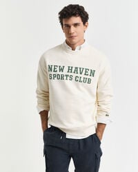 sudadera con cuello redondo y estampado gráfico - crema