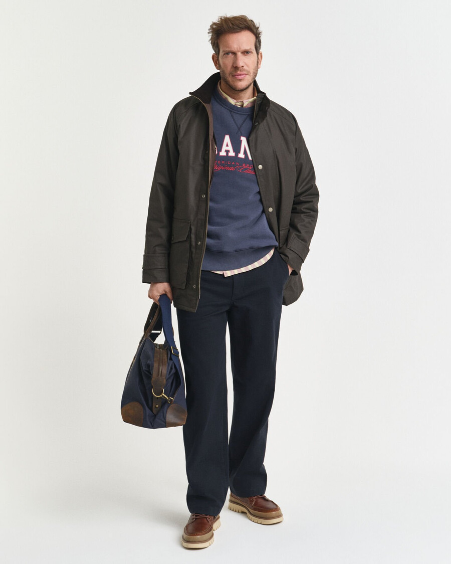 sudadera con cuello redondo y gráfico universitario - azul noche