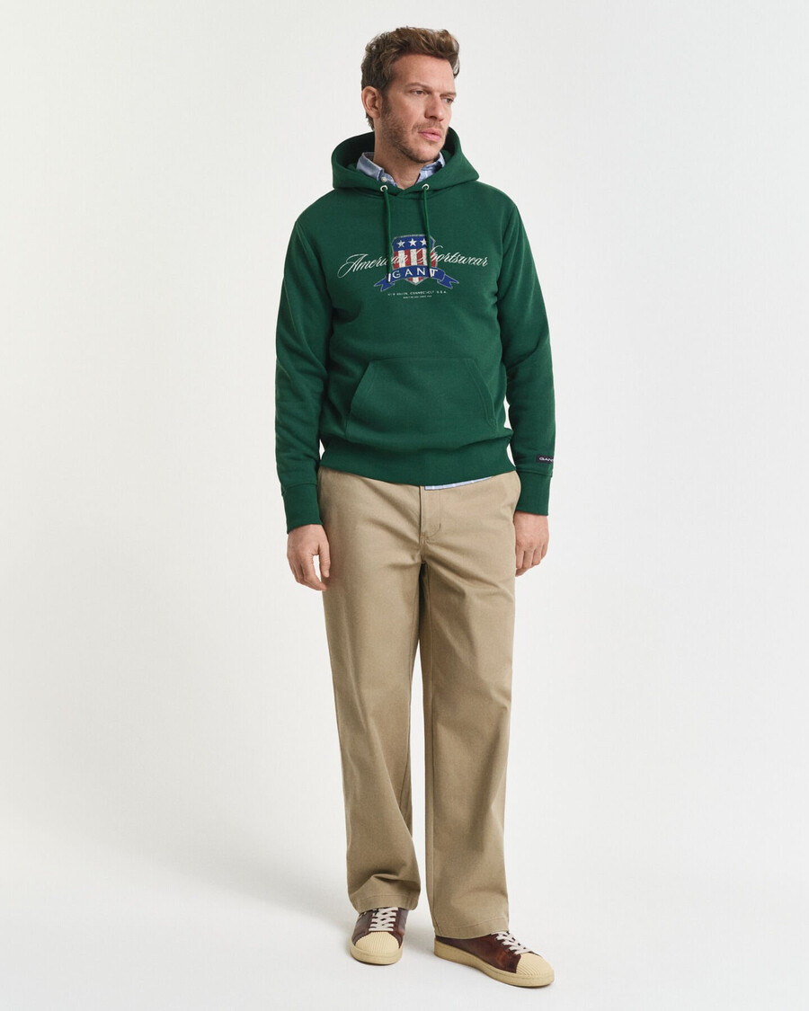 sudadera con capucha con gráfico de escudo - verde bosque