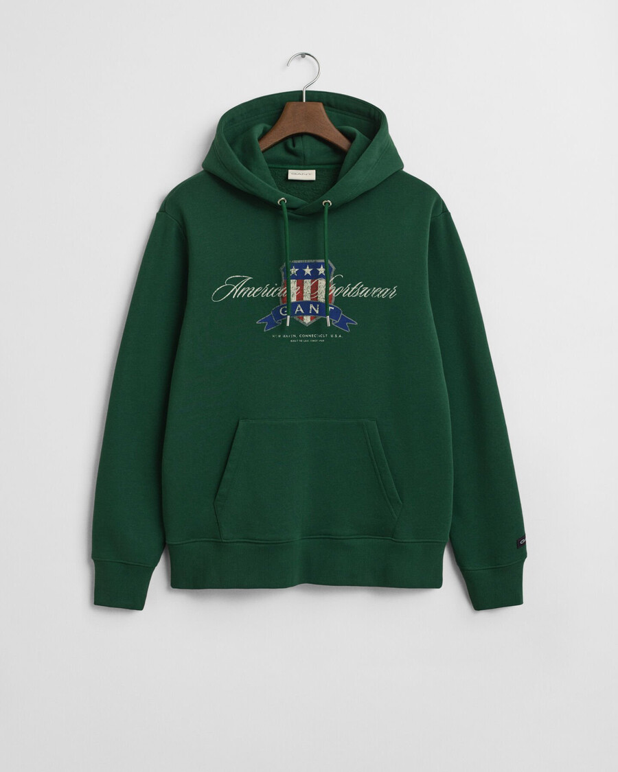 sudadera con capucha con gráfico de escudo - verde bosque