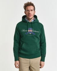 sudadera con capucha con gráfico de escudo - verde bosque