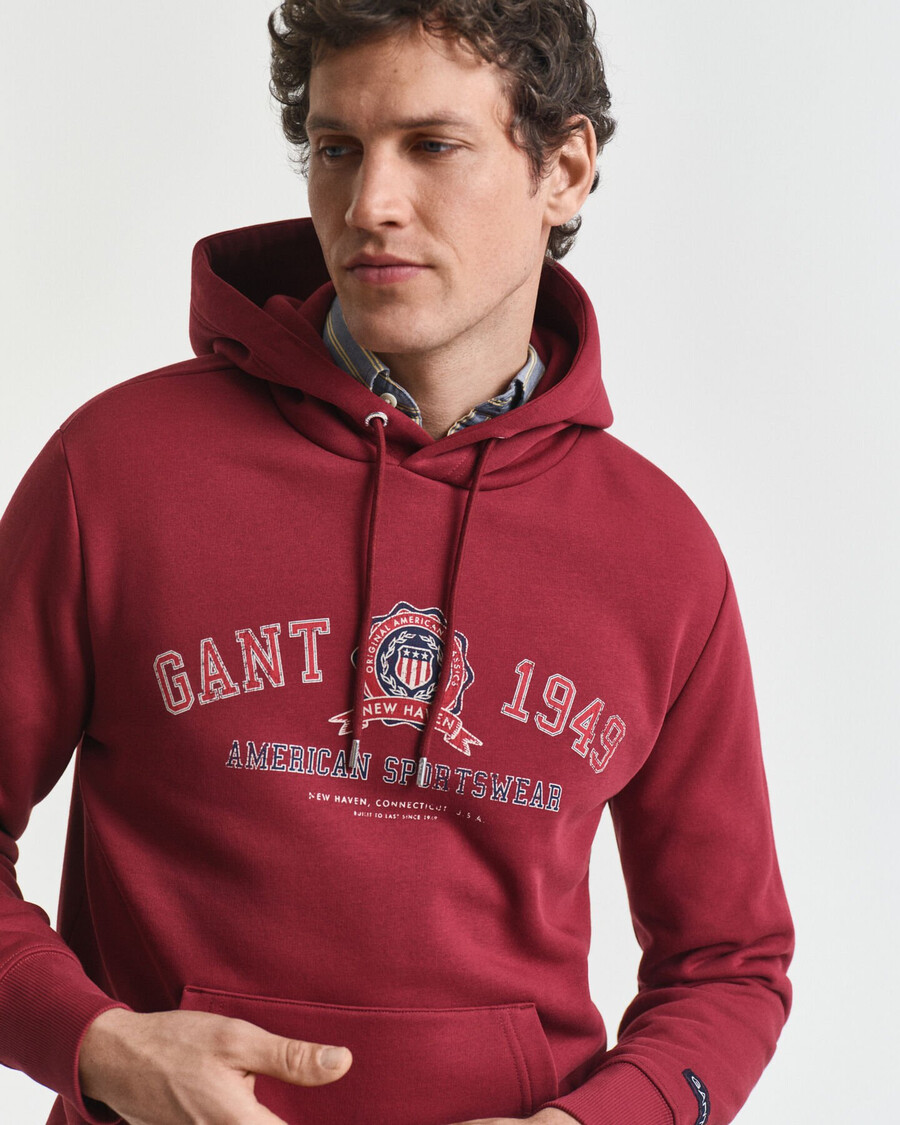 sudadera con capucha con gráfico de escudo - plumped red