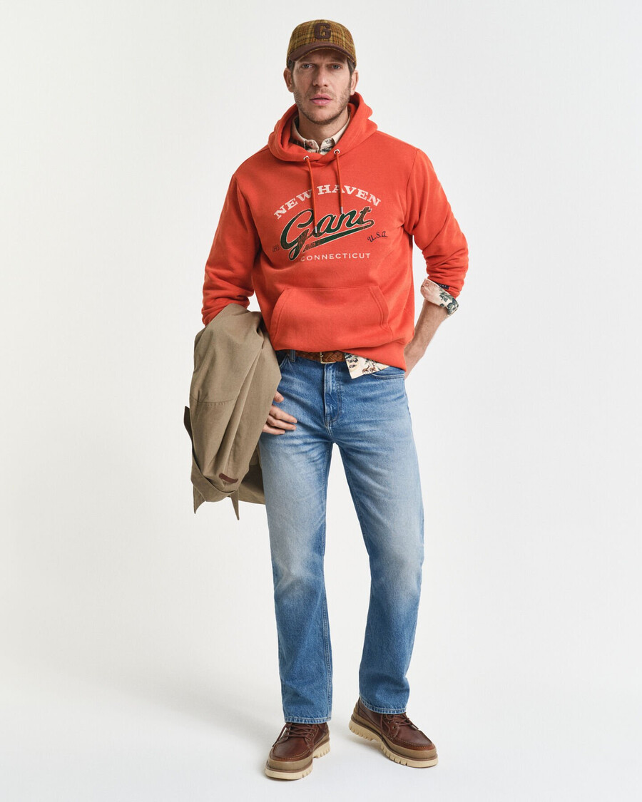 sudadera con capucha con gráfico de escudo - naranja intenso