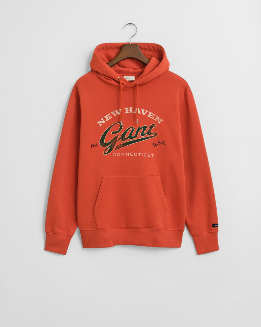 sudadera con capucha con gráfico de escudo - naranja intenso