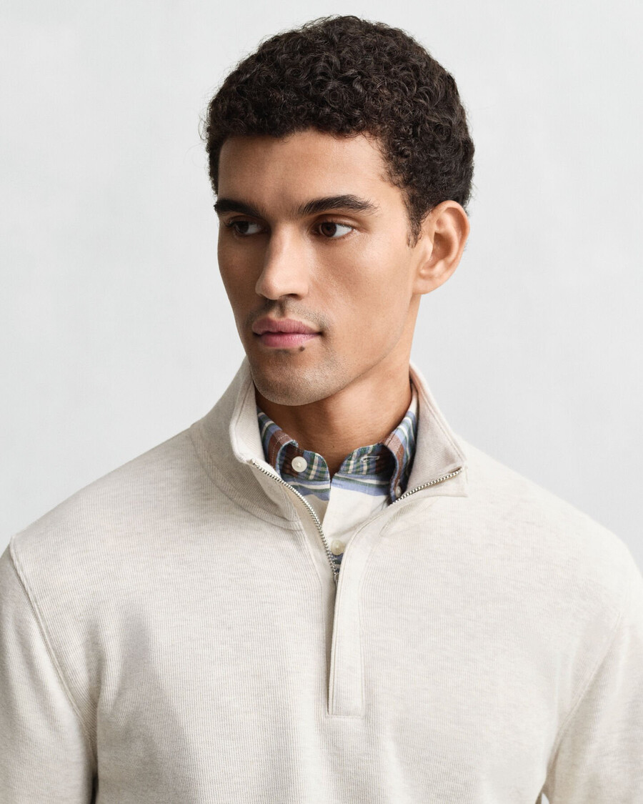 sudadera ligera con media cremallera y canalé de sacker - seed melange