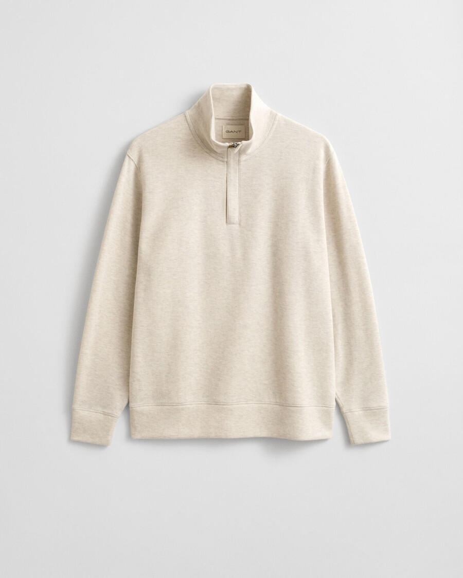 sudadera ligera con media cremallera y canalé de sacker - seed melange