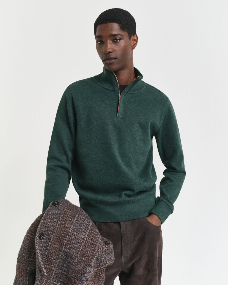 sudadera sacker rib halfzip - verde tartán