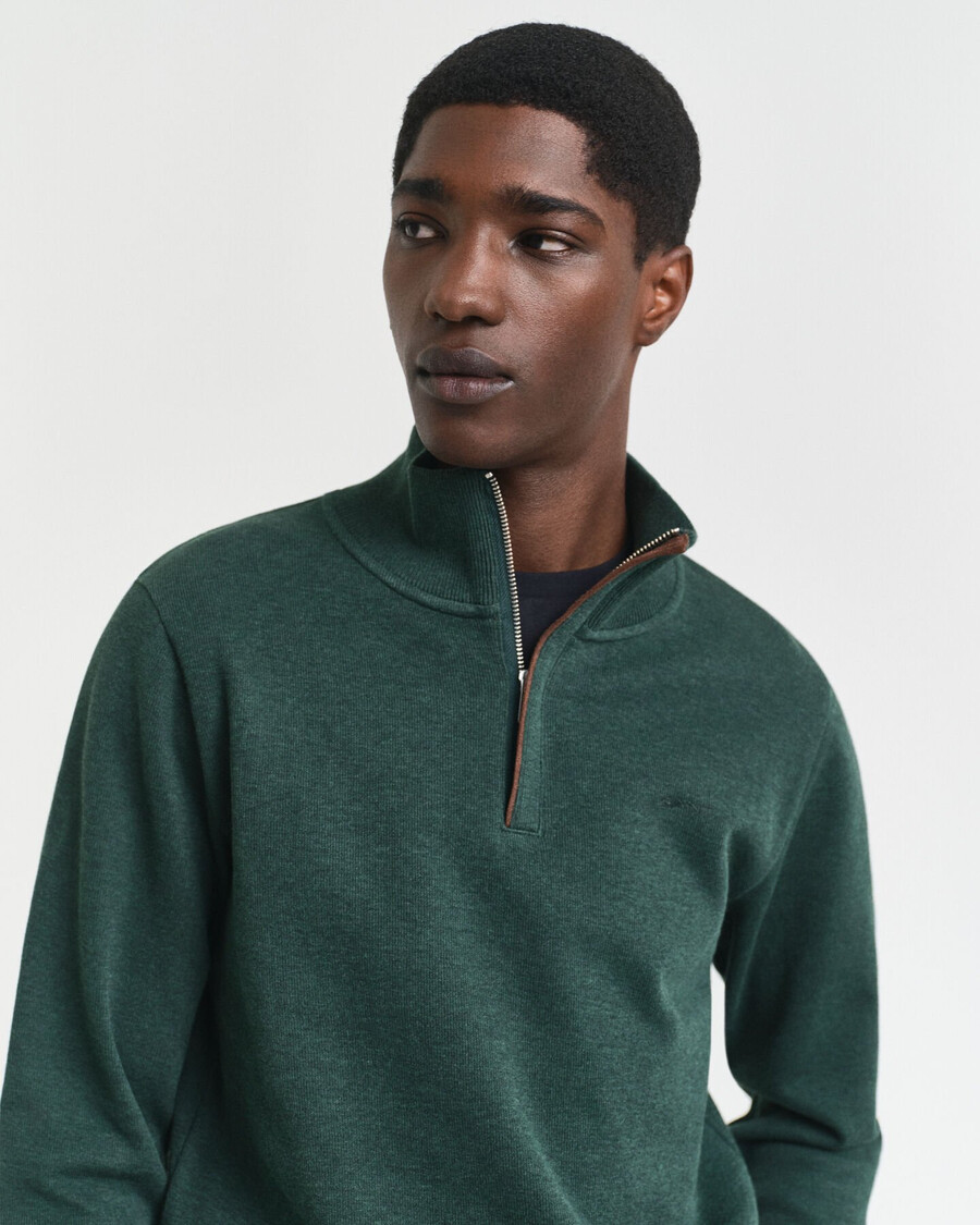 sudadera sacker rib halfzip - verde tartán