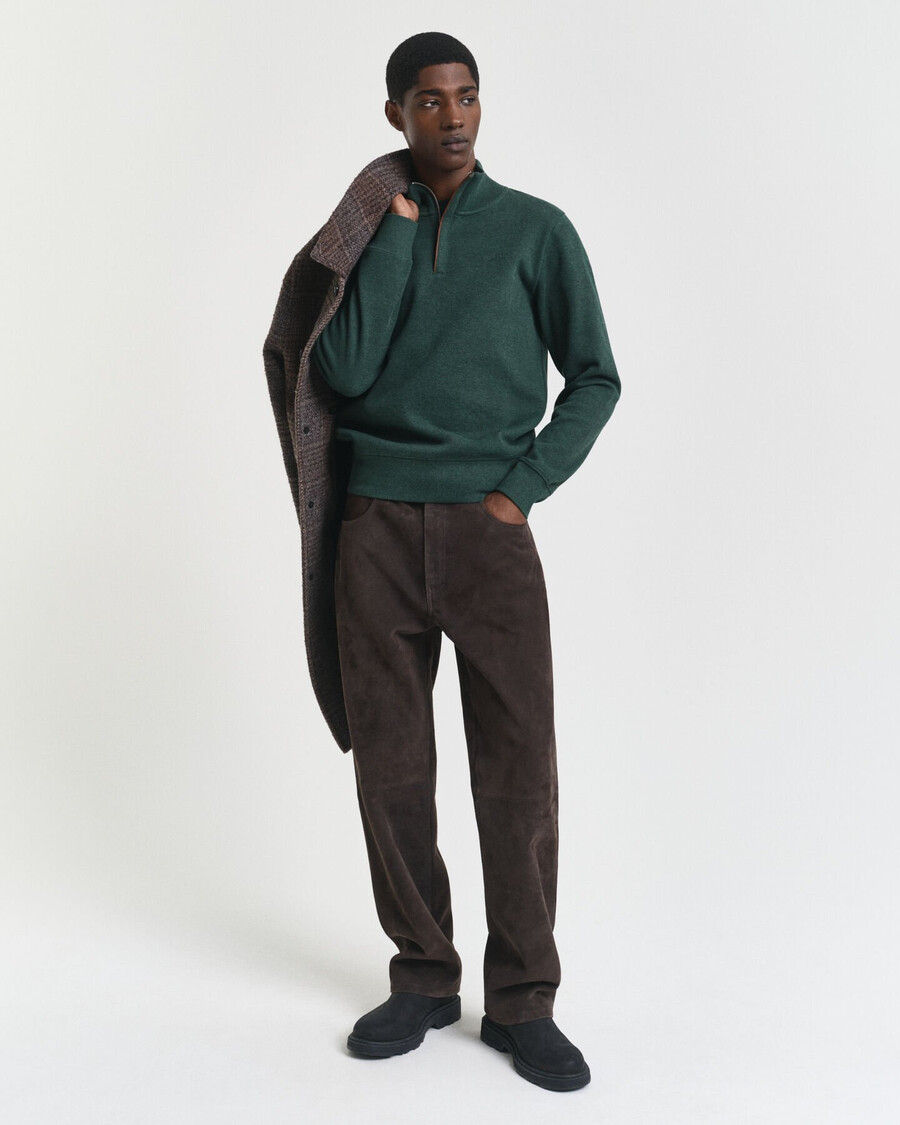 sudadera sacker rib halfzip - verde tartán
