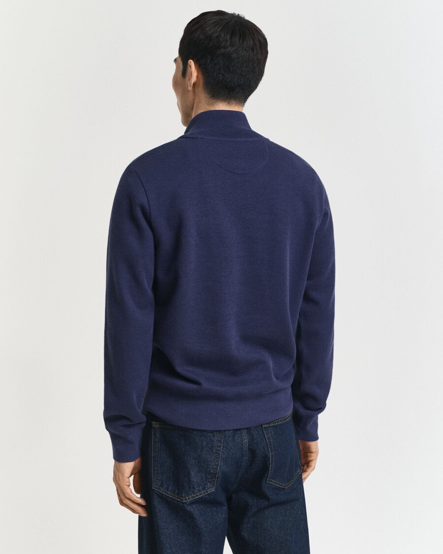 sudadera con media cremallera y ribete de canalé - azul persa