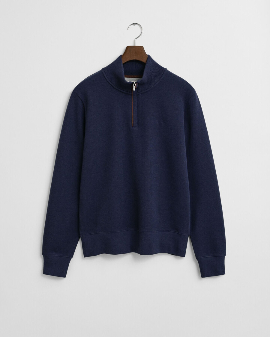 sudadera con media cremallera y ribete de canalé - azul persa